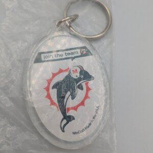 NFL Miami Dolphins Acrylic Key Ring 1990's Vintage NEW, White, Oval, Wincraft
